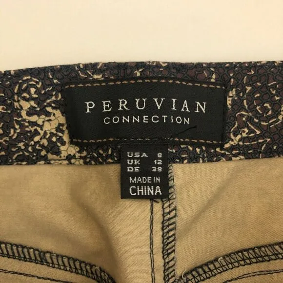 Peruvian Connection Printed Skinny Jeans Size 8