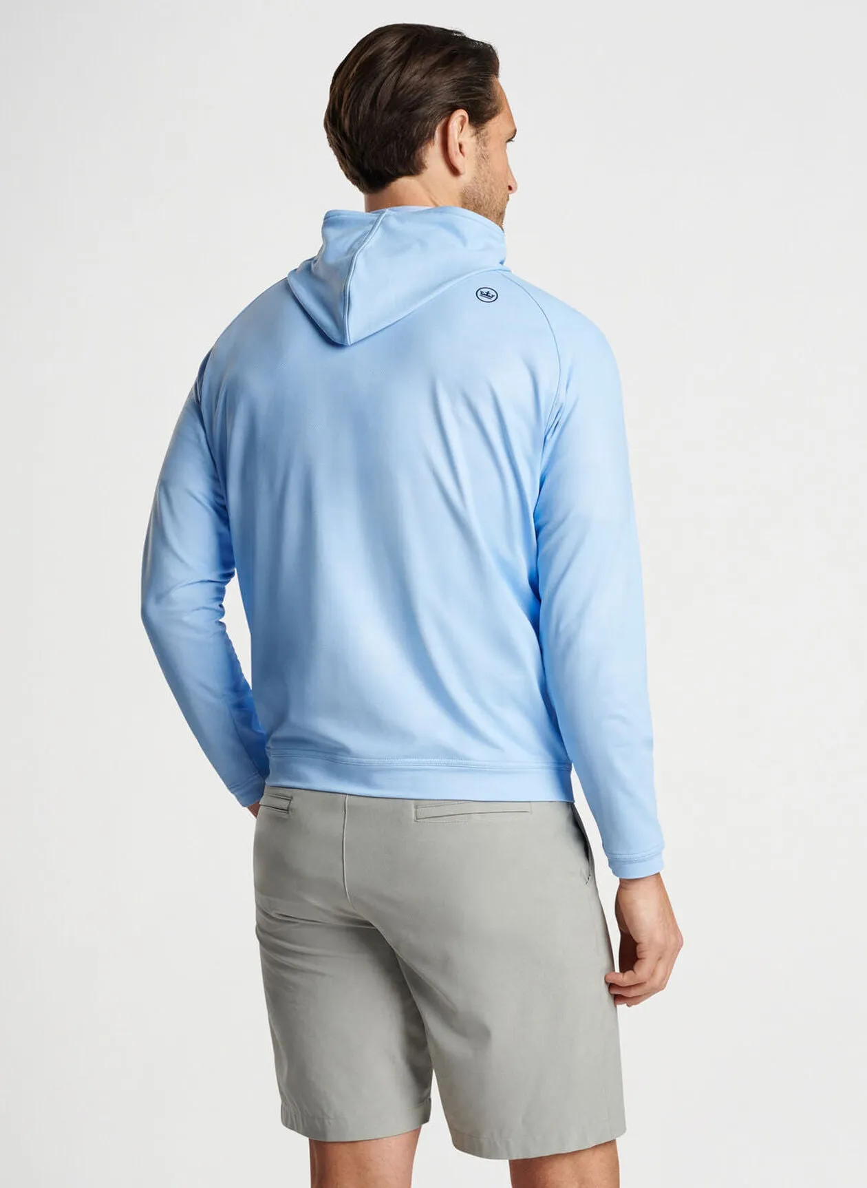 Peter Millar Mens Classic Fit Pine Camo Performance Hoodie - COTTAGE BLUE