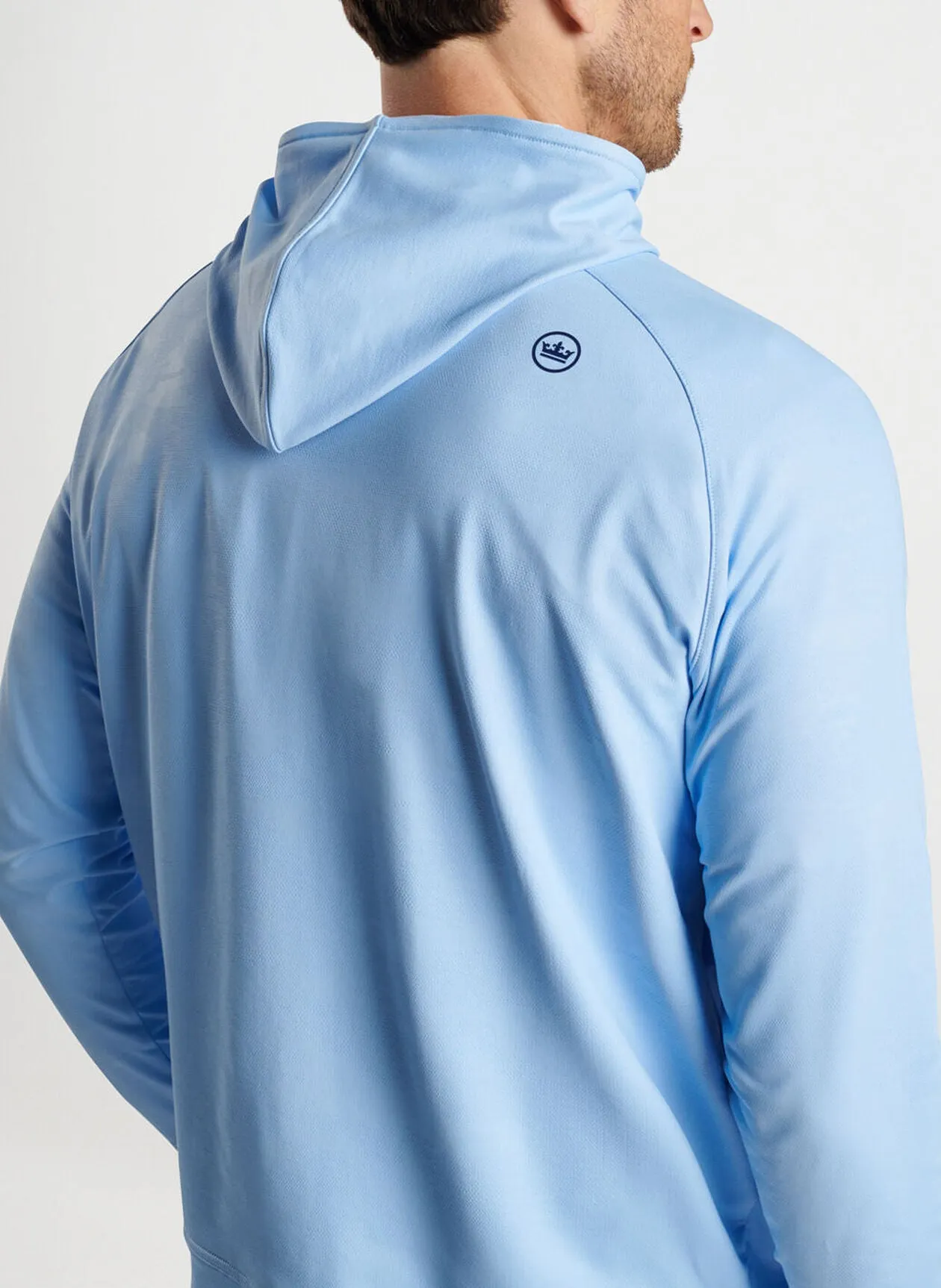 Peter Millar Mens Classic Fit Pine Camo Performance Hoodie - COTTAGE BLUE