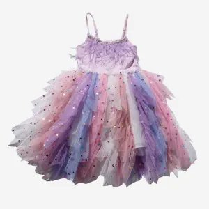 Petite Hailey Fur Waved Tutu Dress - Purple
