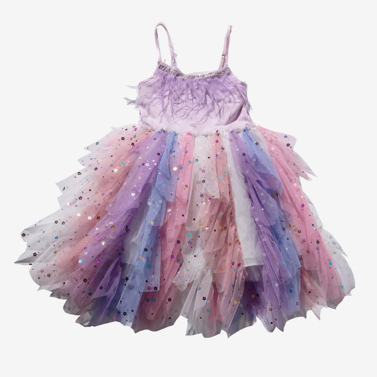 Petite Hailey Fur Waved Tutu Dress - Purple