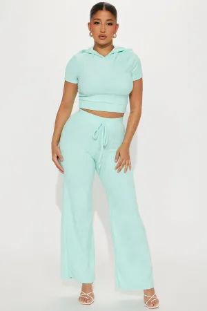 Petite Sabrina Terry Cloth Pant Set - Mint