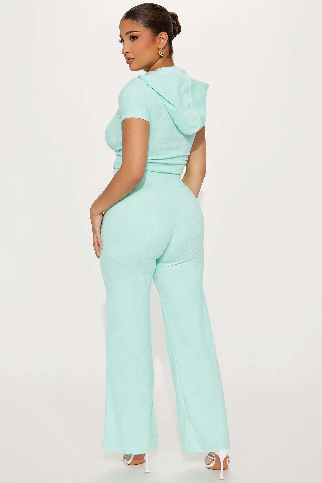 Petite Sabrina Terry Cloth Pant Set - Mint