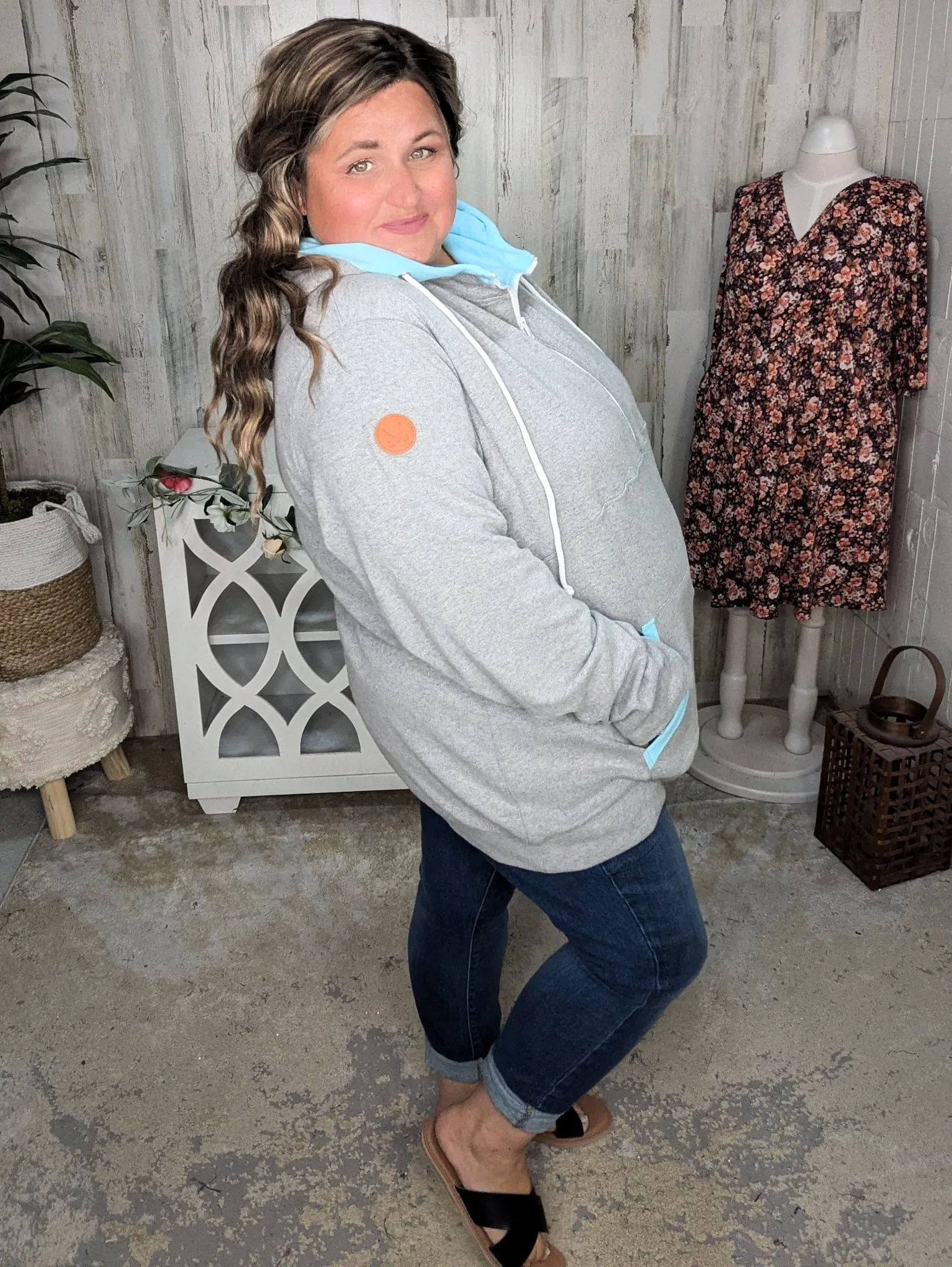 PHC- Gray Triple Stretch Halfzip w/Aqua Accents