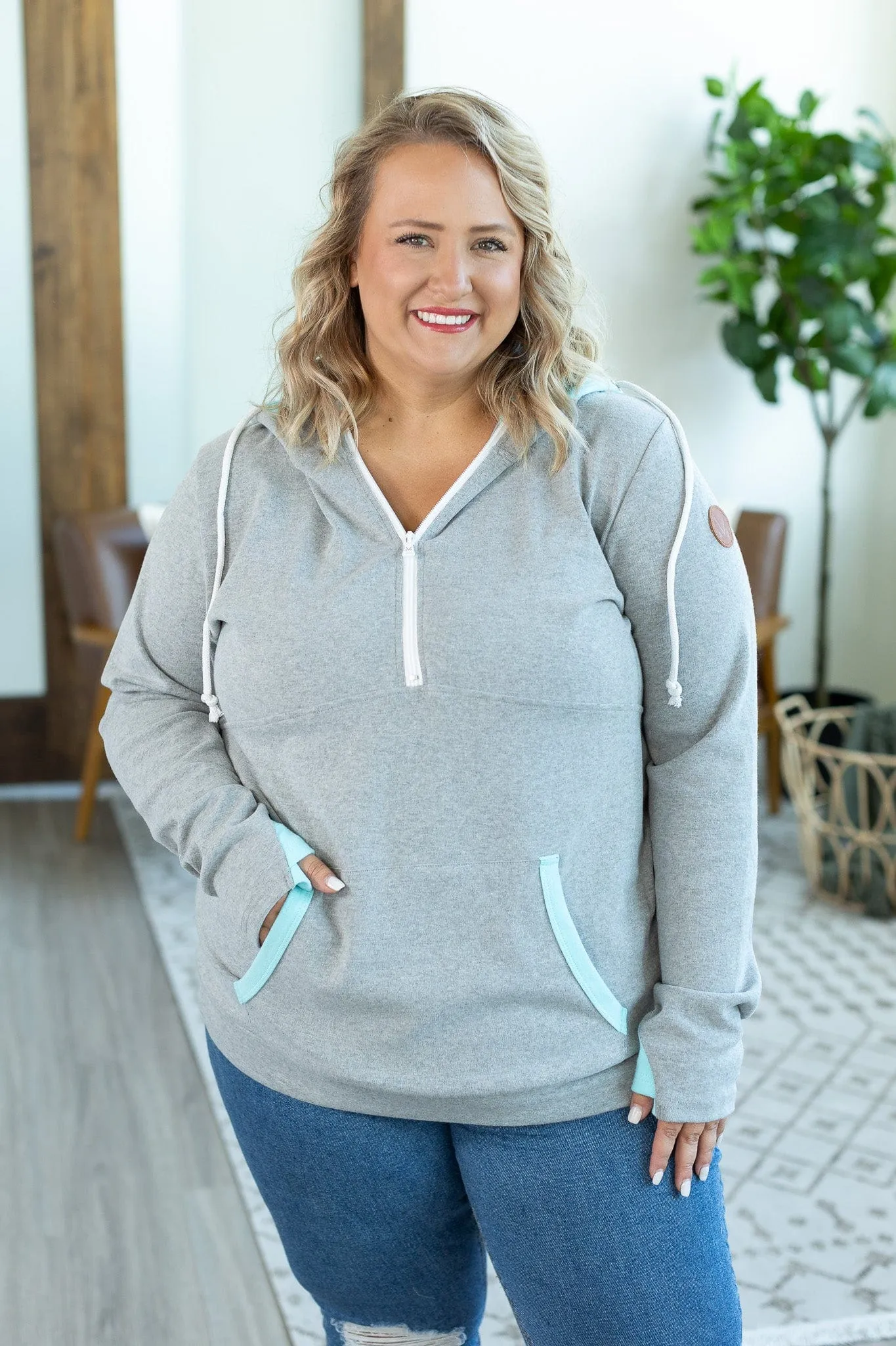 PHC- Gray Triple Stretch Halfzip w/Aqua Accents
