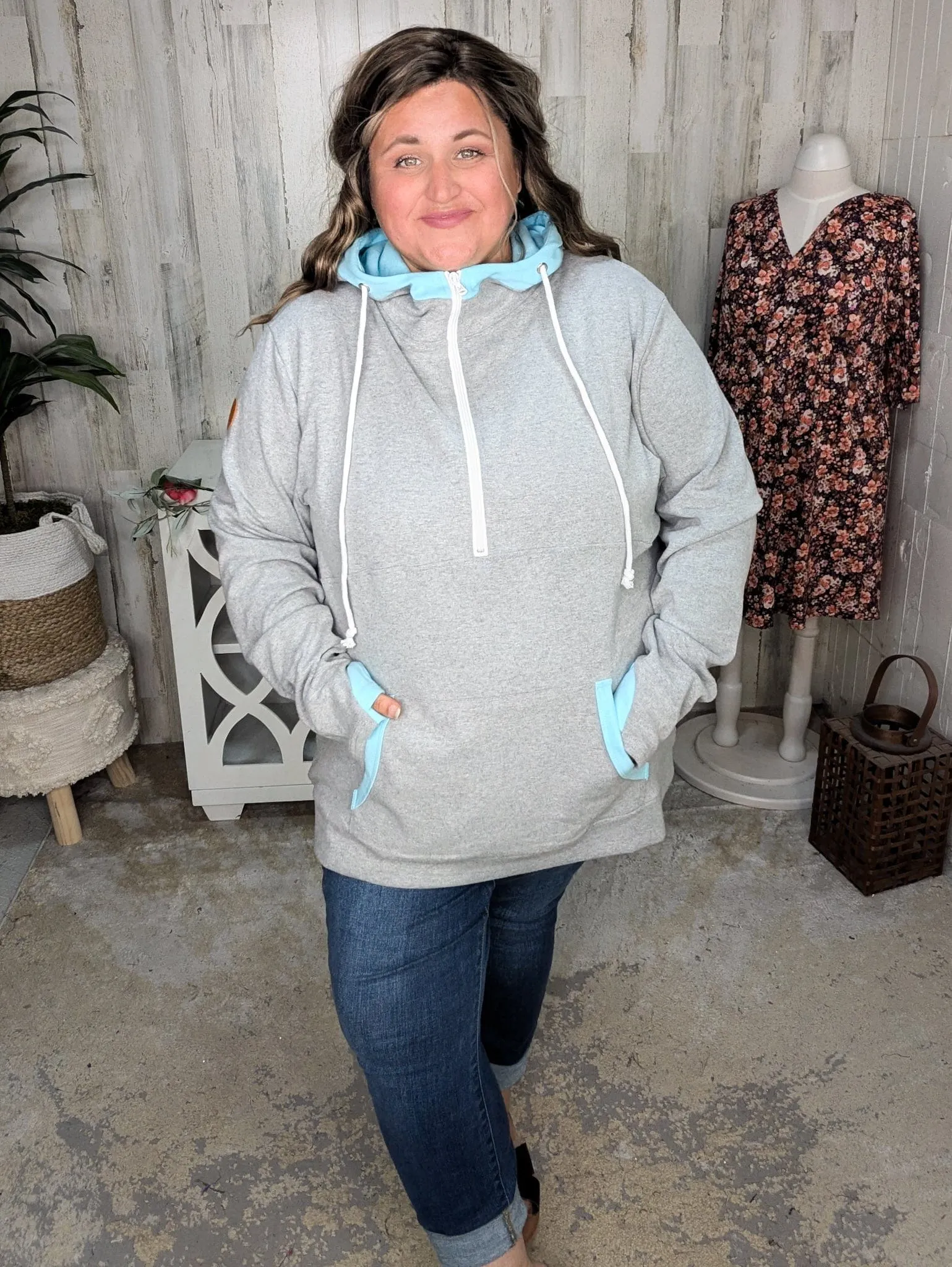 PHC- Gray Triple Stretch Halfzip w/Aqua Accents