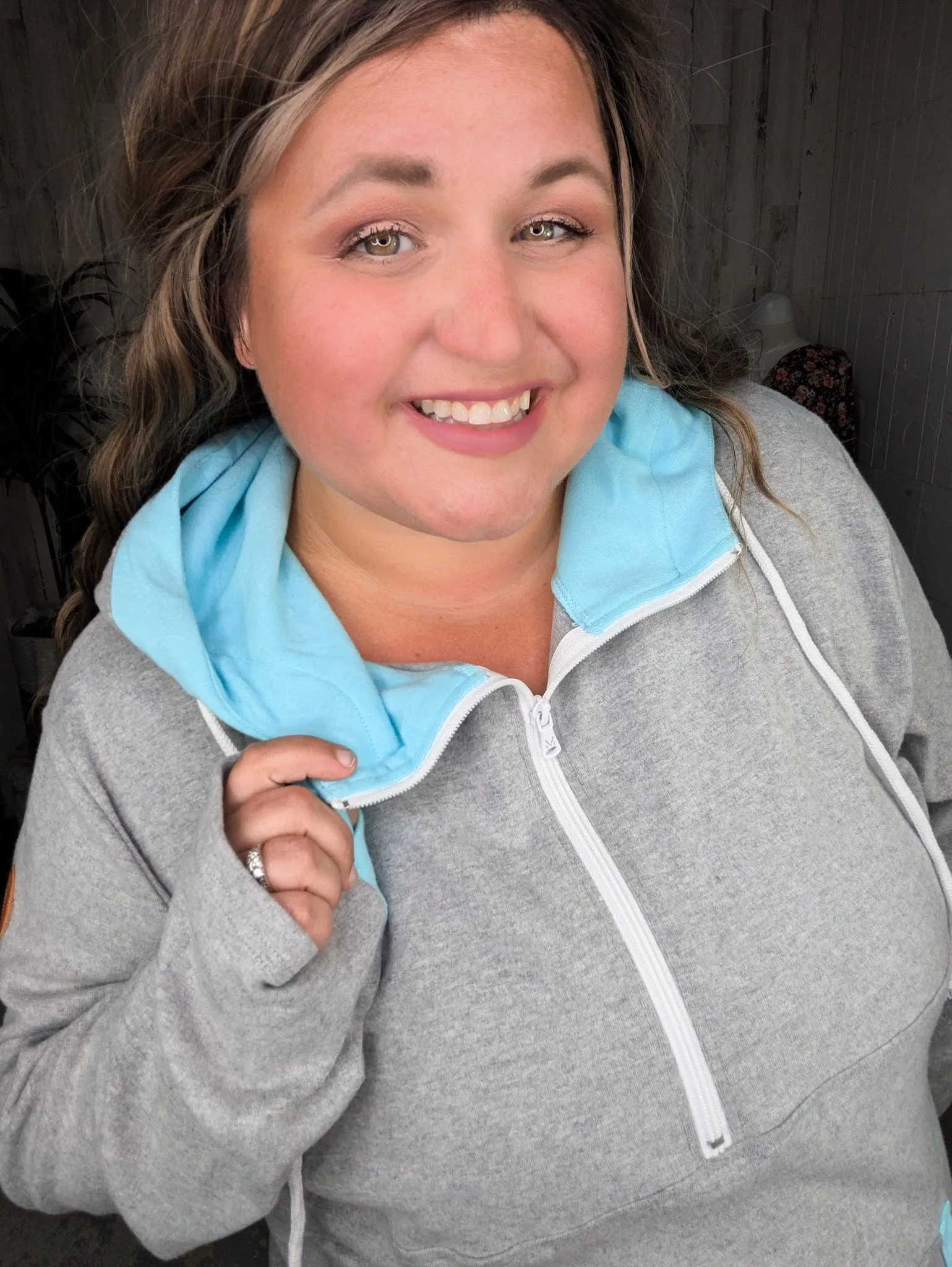 PHC- Gray Triple Stretch Halfzip w/Aqua Accents