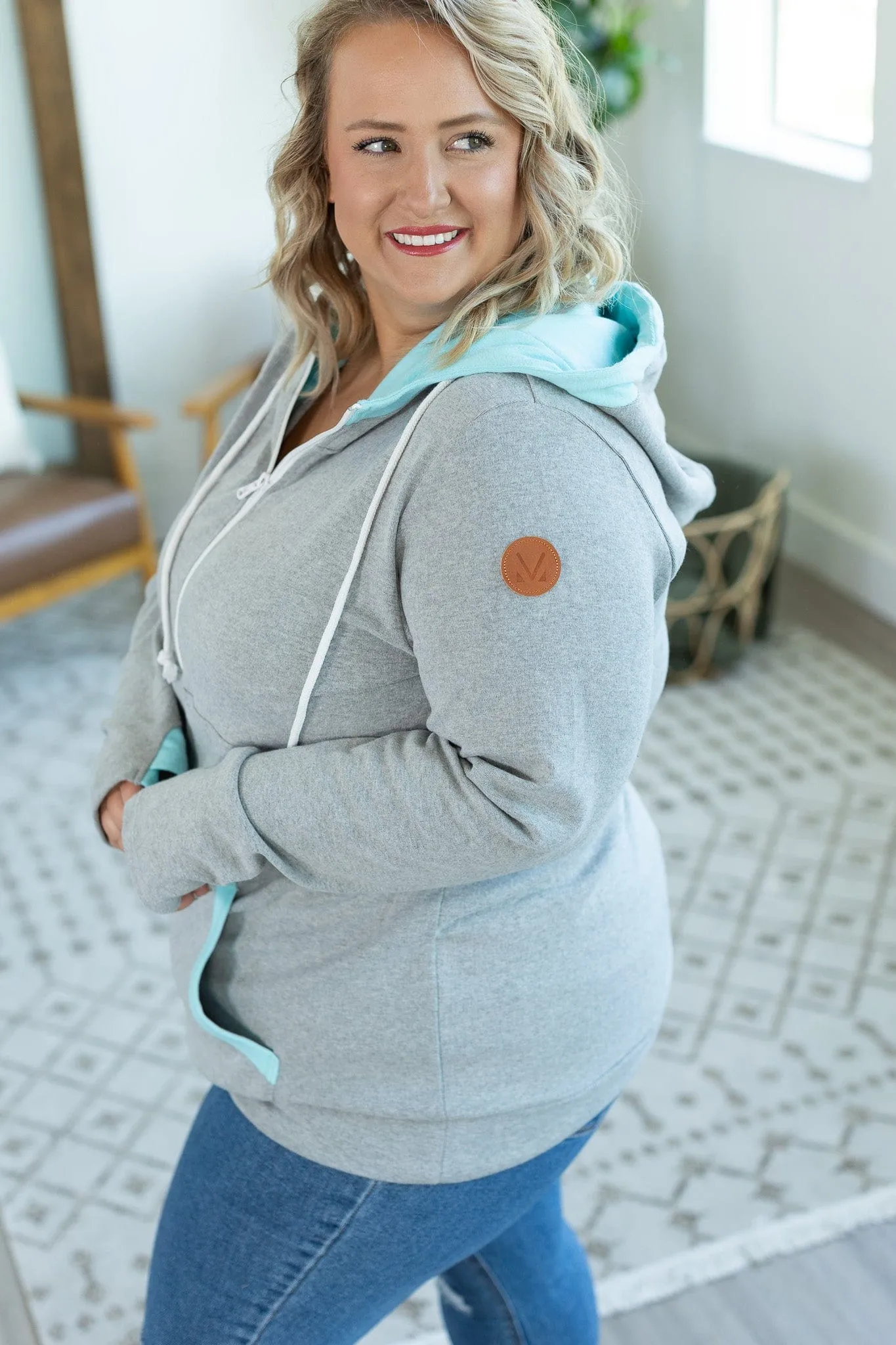 PHC- Gray Triple Stretch Halfzip w/Aqua Accents