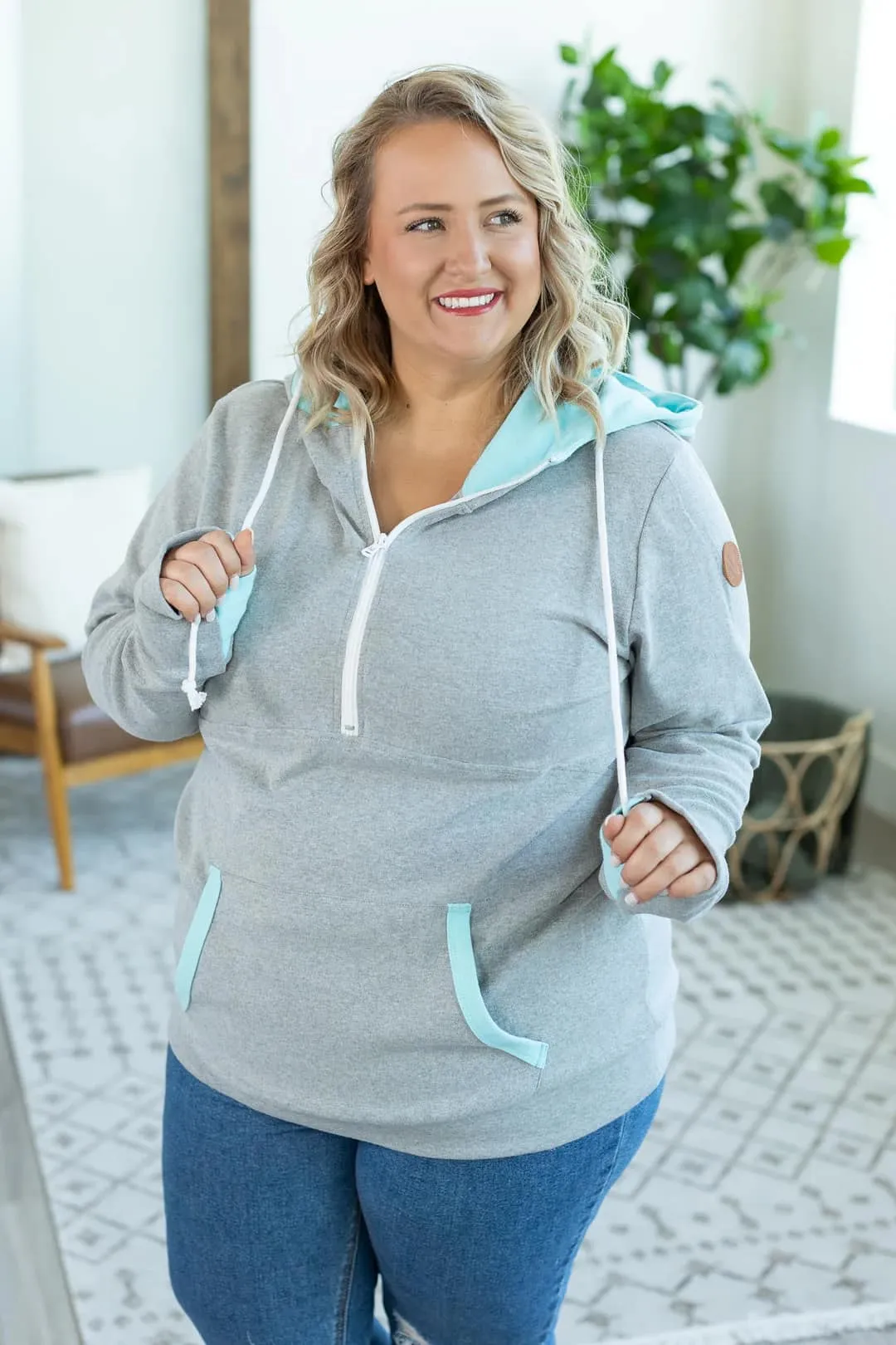 PHC- Gray Triple Stretch Halfzip w/Aqua Accents