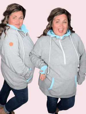 PHC- Gray Triple Stretch Halfzip w/Aqua Accents