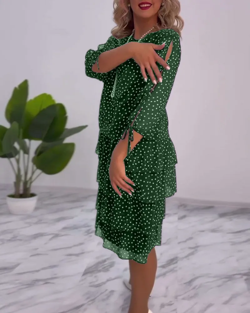 Pilar® | Festive layered polka dot dress