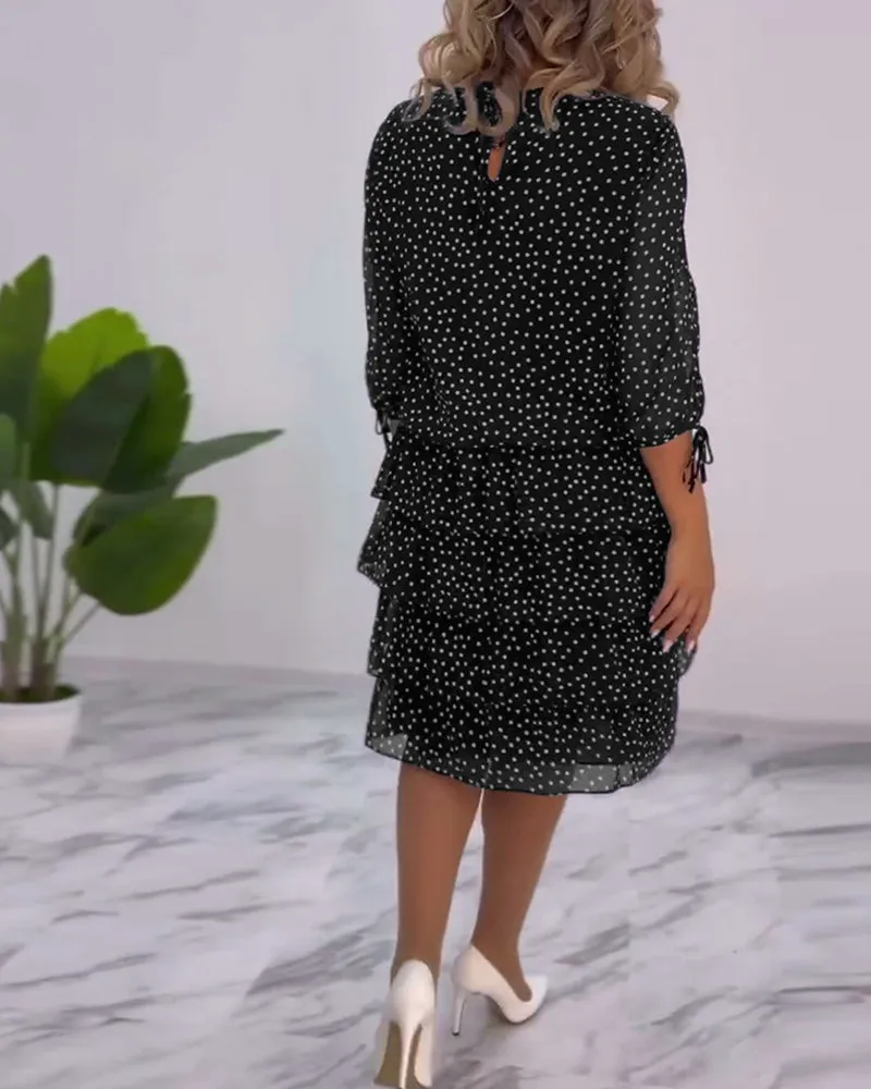Pilar® | Festive layered polka dot dress