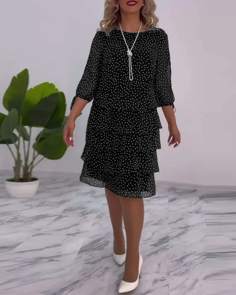 Pilar® | Festive layered polka dot dress