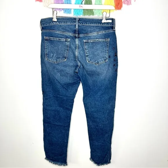Pilcro and the Letterpress Anthropologie Boyfriend Star Embroidered Sequin Jeans