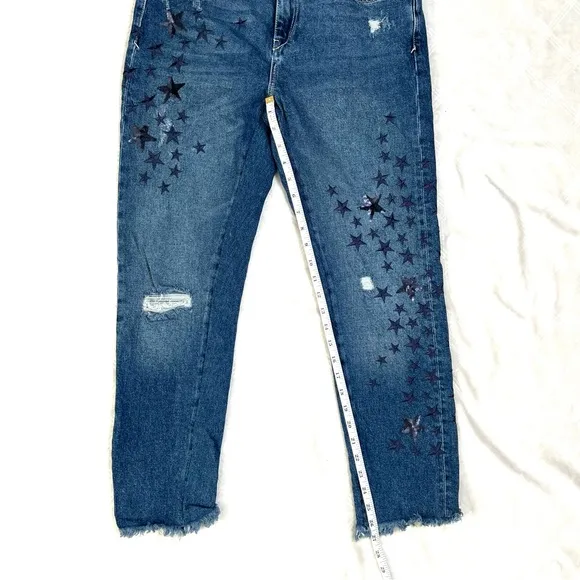 Pilcro and the Letterpress Anthropologie Boyfriend Star Embroidered Sequin Jeans