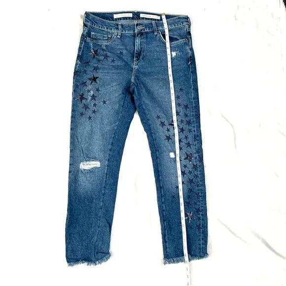 Pilcro and the Letterpress Anthropologie Boyfriend Star Embroidered Sequin Jeans