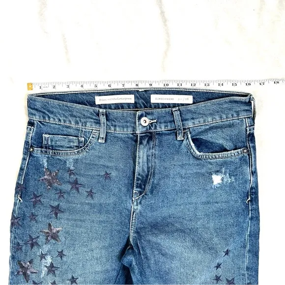 Pilcro and the Letterpress Anthropologie Boyfriend Star Embroidered Sequin Jeans