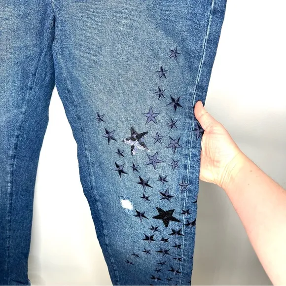 Pilcro and the Letterpress Anthropologie Boyfriend Star Embroidered Sequin Jeans