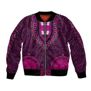 Pink Dashiki and Tapa Pattern Bomber Jacket Africa-Polynesia Together Culture LT9
