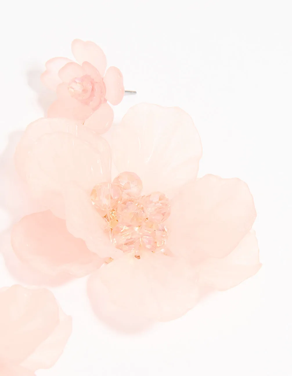 Pink Flower Layered Drop Earrings