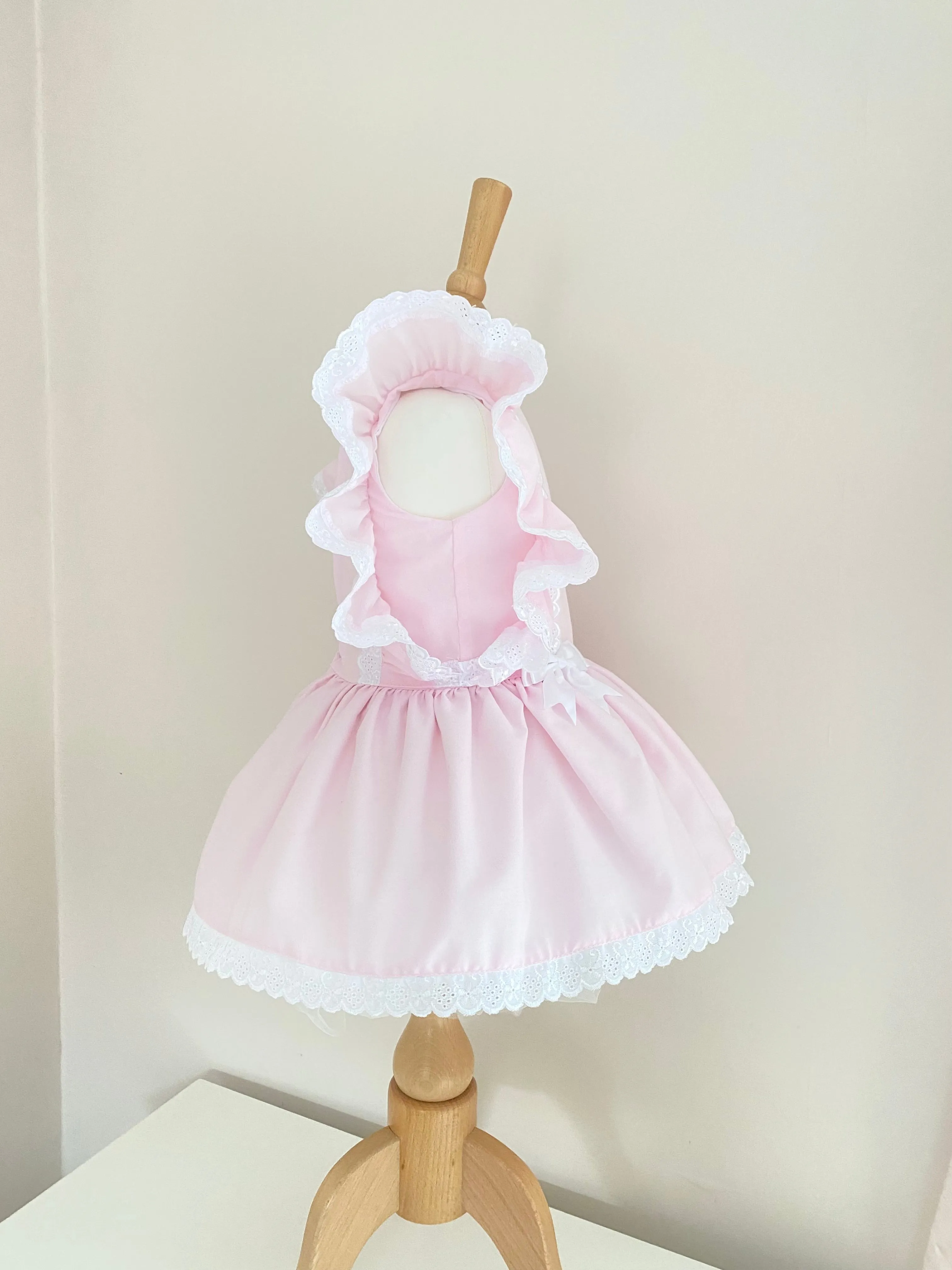 Pink Frilly Sleeve spanish Dress lace trimmed