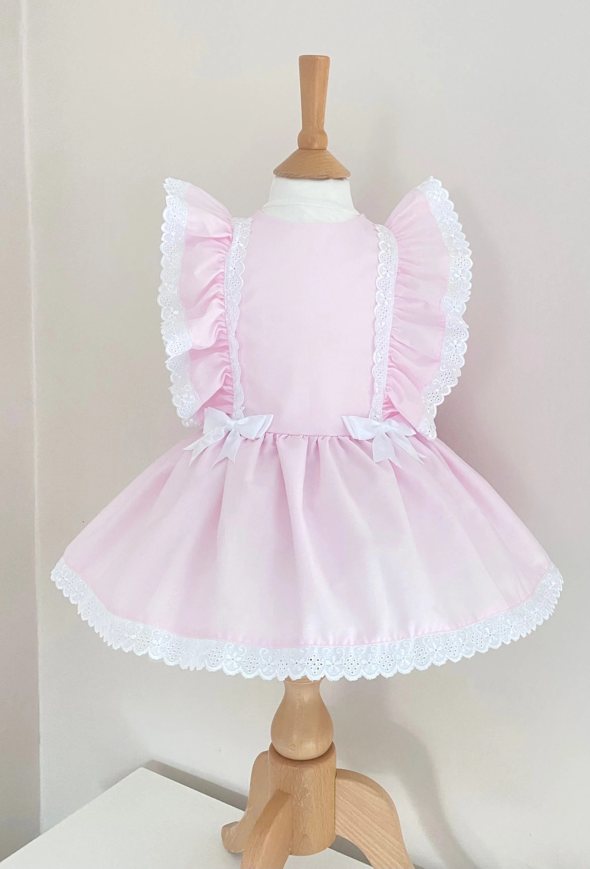 Pink Frilly Sleeve spanish Dress lace trimmed