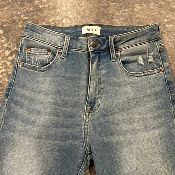PISTOLA DISTRESSED HIGH WAIST SKINNY JEANS SIZE 27