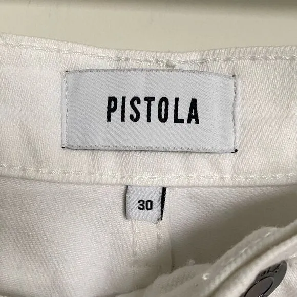 Pistola Nova Relaxed High Rise Cut Off Jean Shorts White Lightning Size 30 NWT