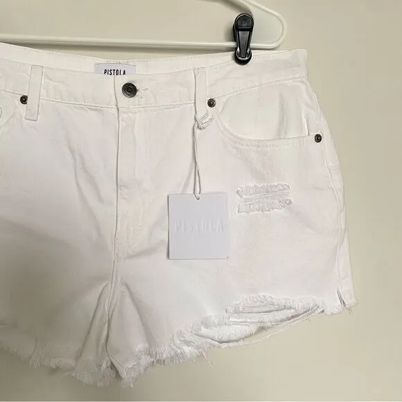 Pistola Nova Relaxed High Rise Cut Off Jean Shorts White Lightning Size 30 NWT