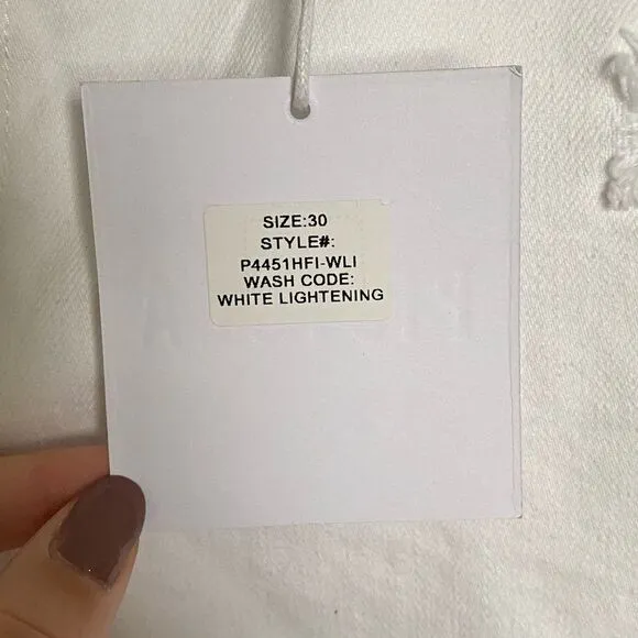 Pistola Nova Relaxed High Rise Cut Off Jean Shorts White Lightning Size 30 NWT