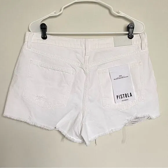 Pistola Nova Relaxed High Rise Cut Off Jean Shorts White Lightning Size 30 NWT