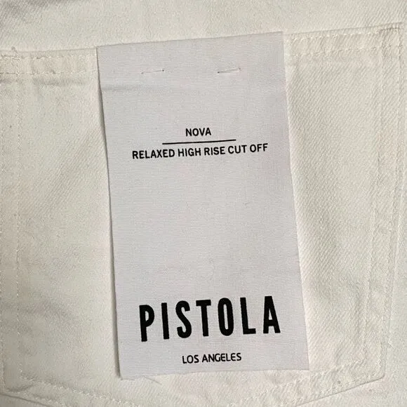 Pistola Nova Relaxed High Rise Cut Off Jean Shorts White Lightning Size 30 NWT