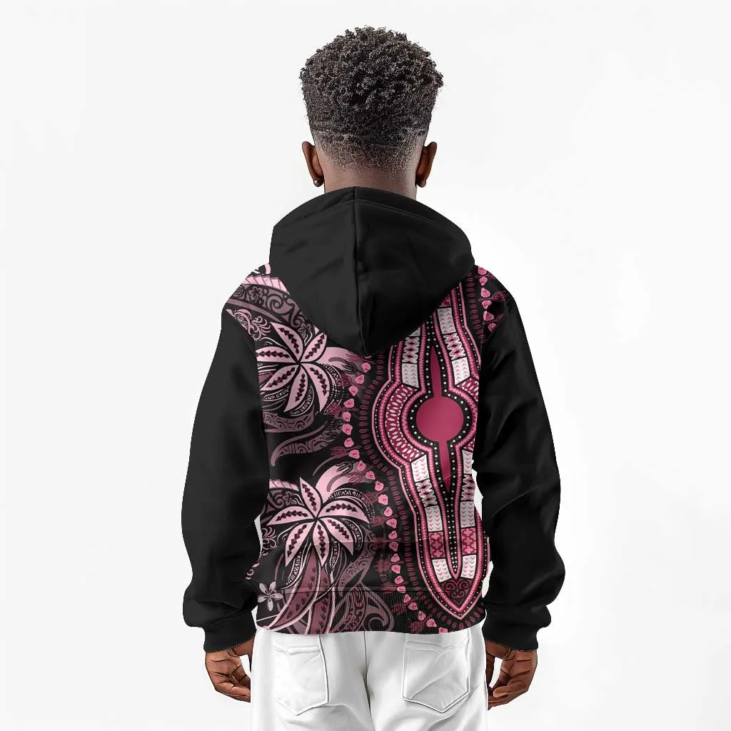 Polynesia Mixed African Dashiki Kid Hoodie Afro-pacific Culture - Pink LT9