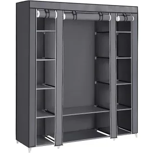 Portable Wardrobe Clothes Storage Organizer (Grey)