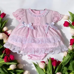 Premature Baby Dress with Bows and Lace