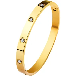 Premium Quality 14K Gold Plated Filled Bangle Bracelet with Cubic Zircon Stones Simulated Diamond Bangle