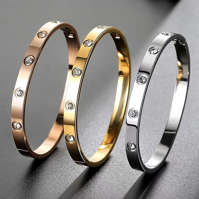 Premium Quality 14K Gold Plated Filled Bangle Bracelet with Cubic Zircon Stones Simulated Diamond Bangle