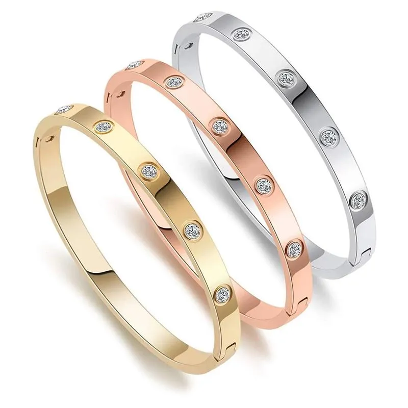 Premium Quality 14K Gold Plated Filled Bangle Bracelet with Cubic Zircon Stones Simulated Diamond Bangle