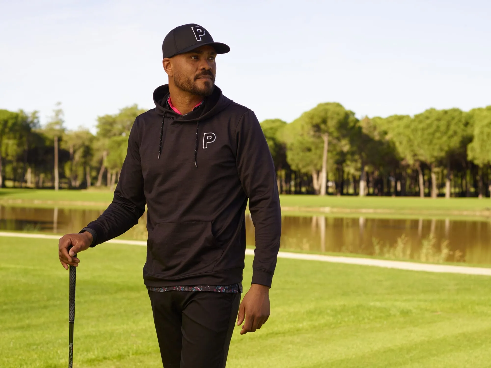 Puma Men's Cloudspun Patch Golf Hoodie (Puma Black Heather)