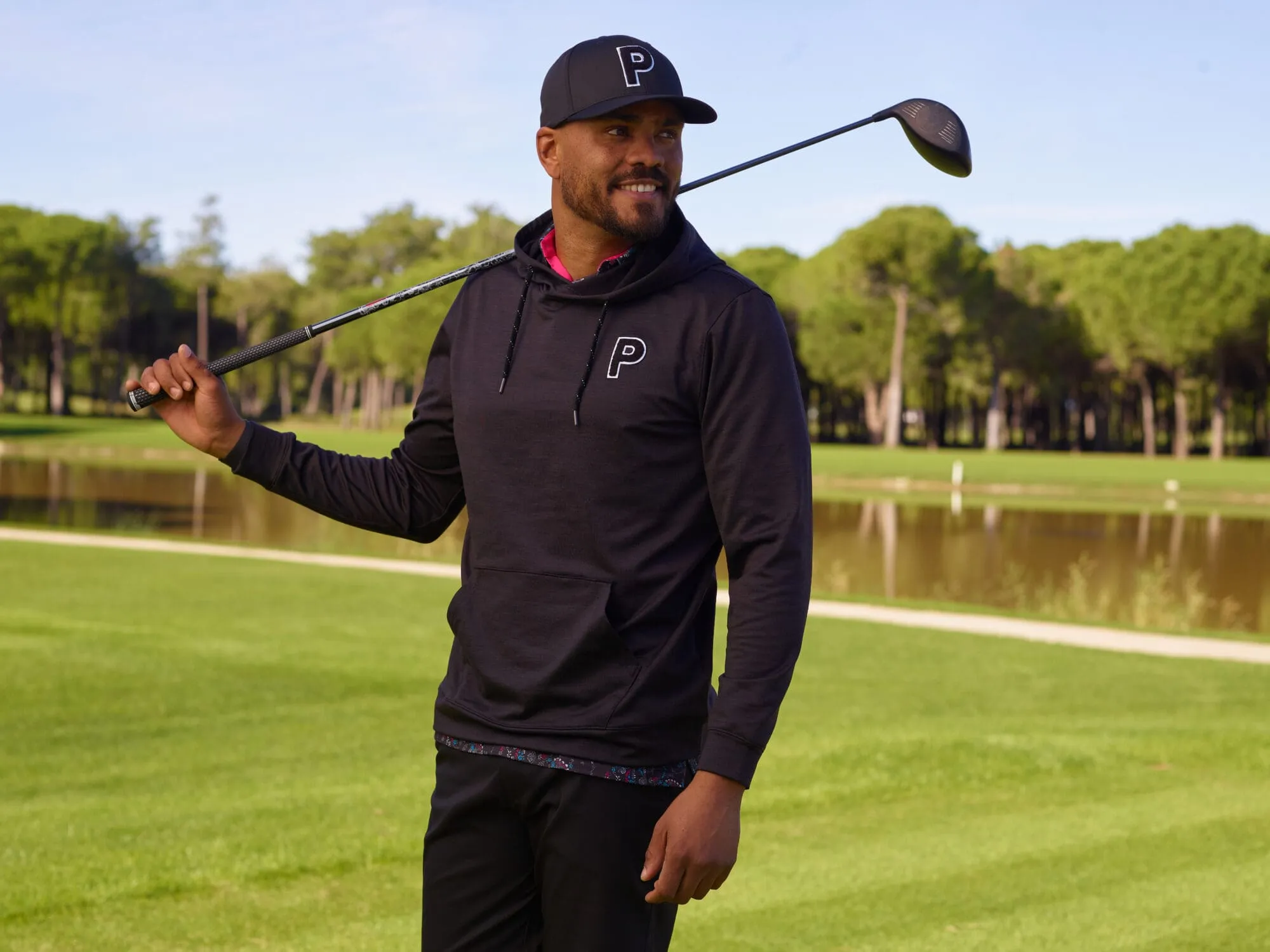 Puma Men's Cloudspun Patch Golf Hoodie (Puma Black Heather)