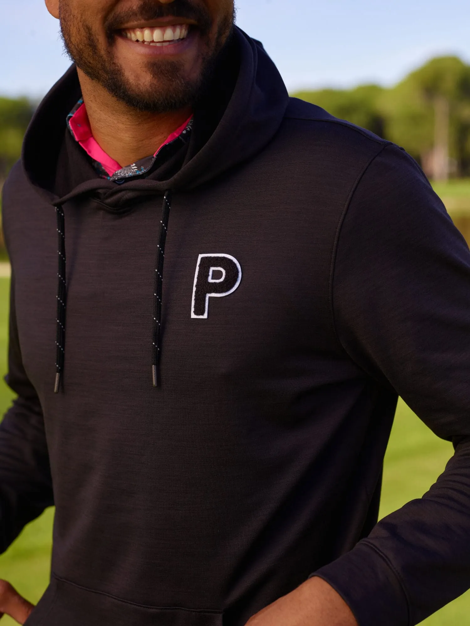 Puma Men's Cloudspun Patch Golf Hoodie (Puma Black Heather)