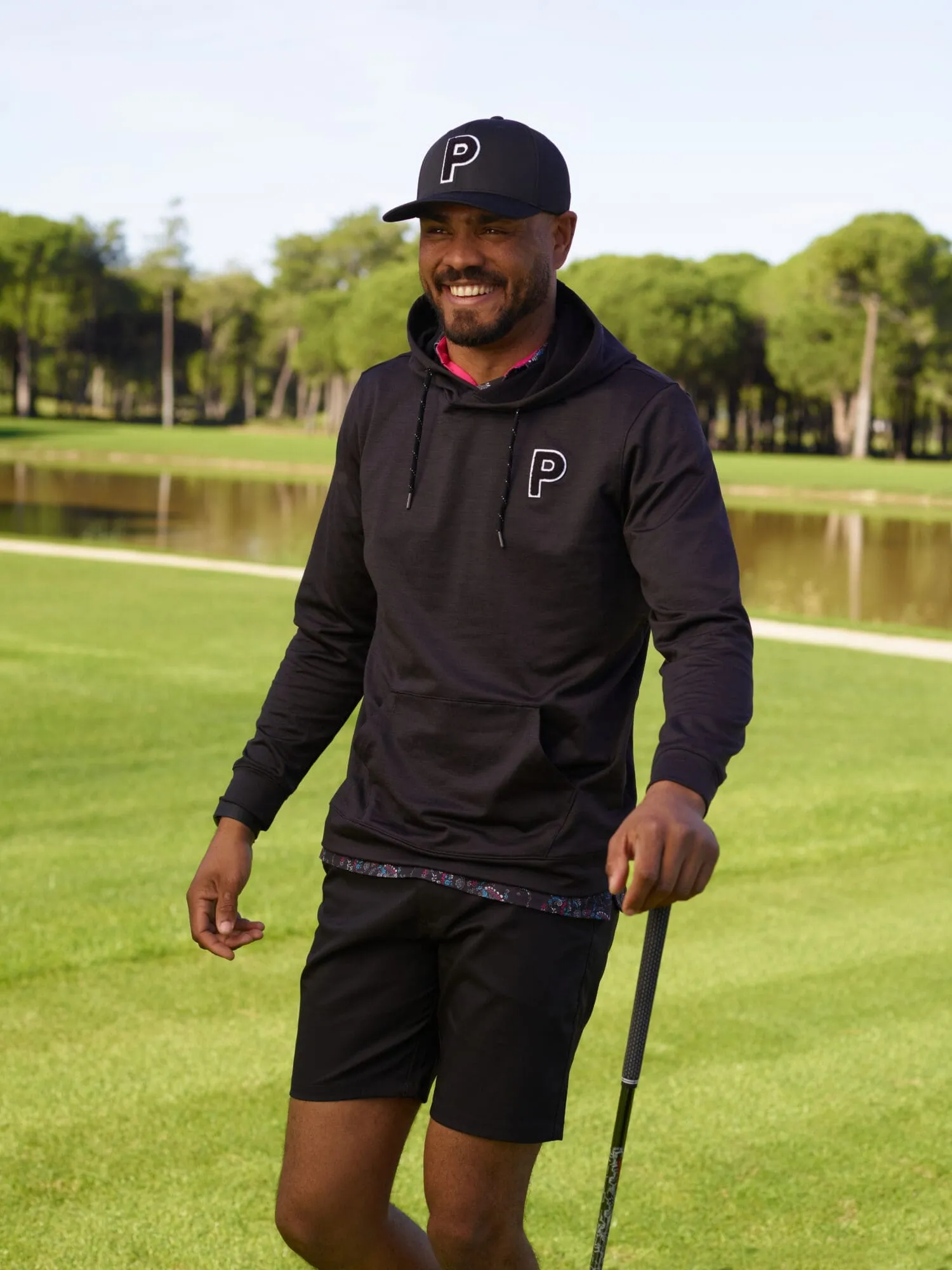 Puma Men's Cloudspun Patch Golf Hoodie (Puma Black Heather)