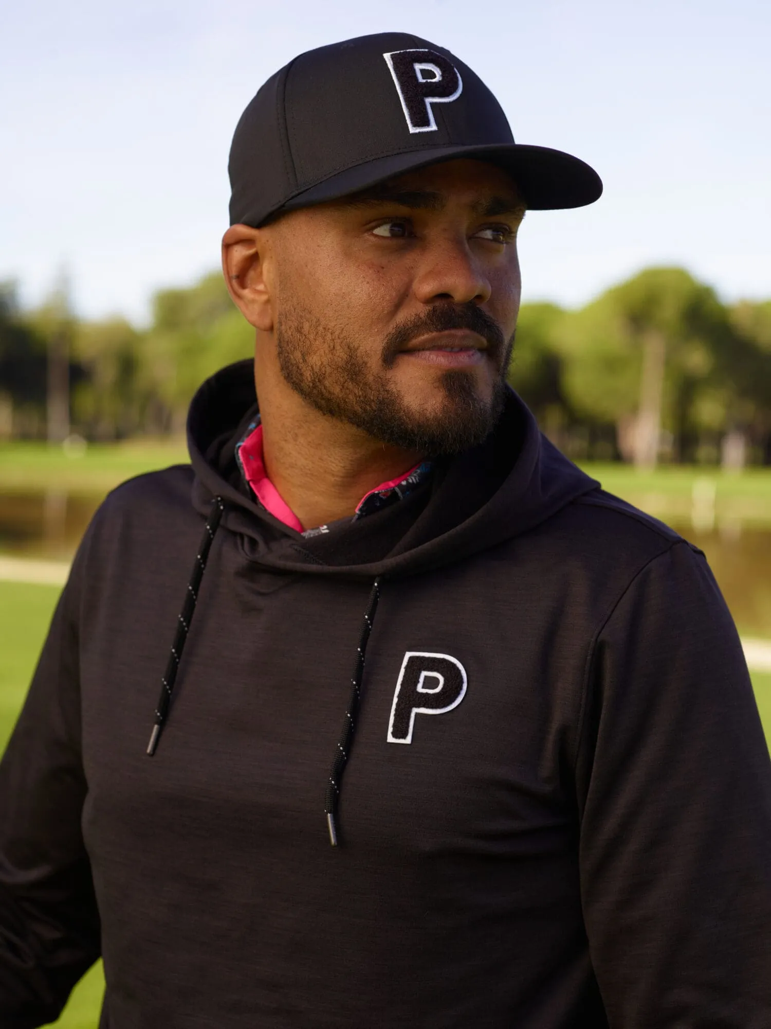 Puma Men's Cloudspun Patch Golf Hoodie (Puma Black Heather)