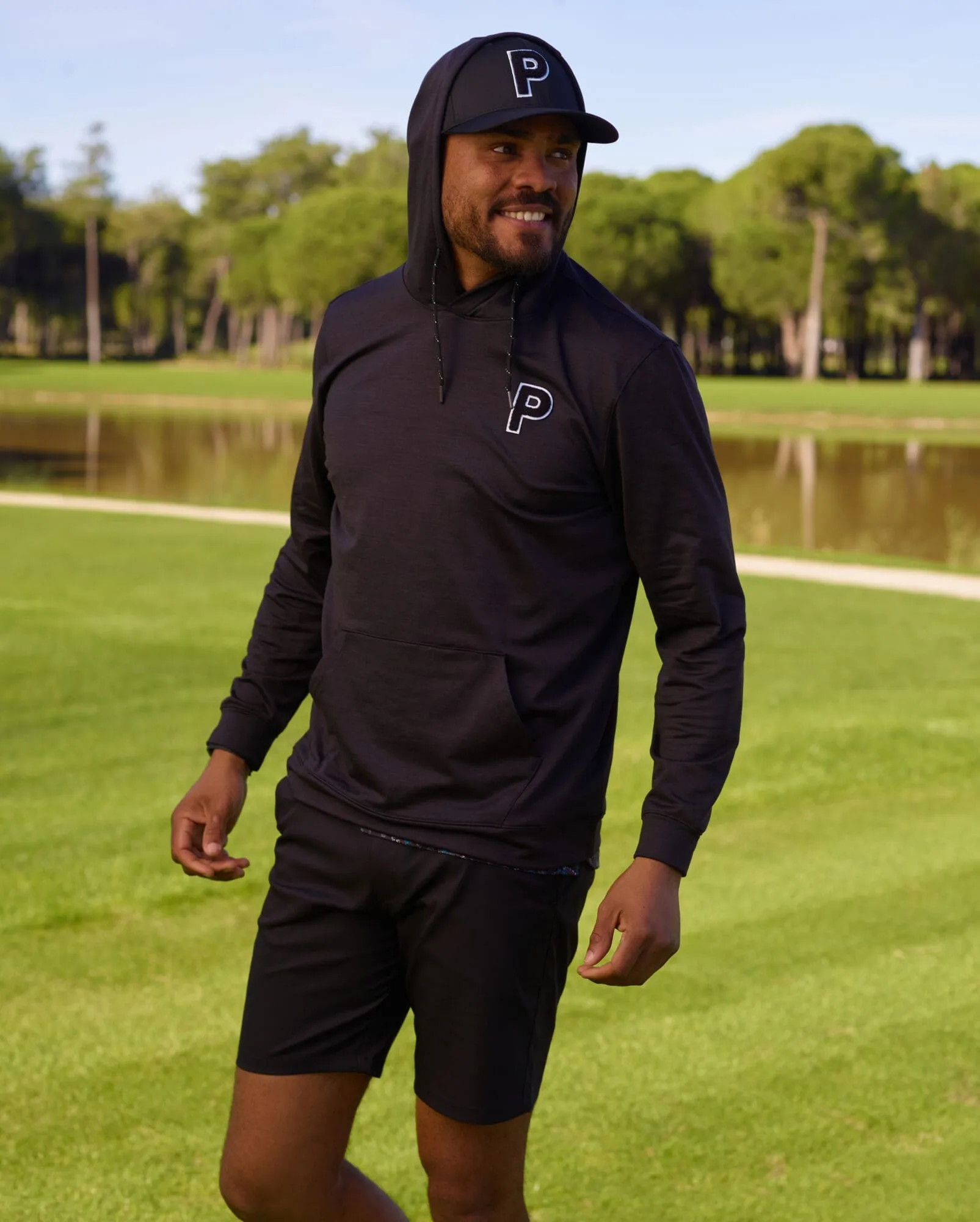 Puma Men's Cloudspun Patch Golf Hoodie (Puma Black Heather)