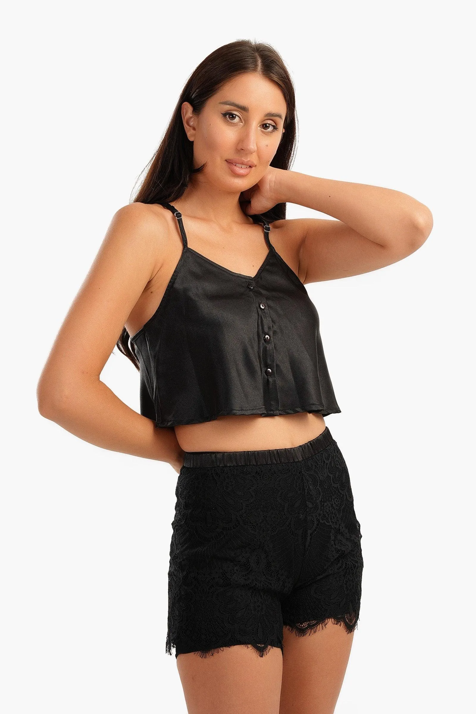 Pyjama Set with Lace Shorts