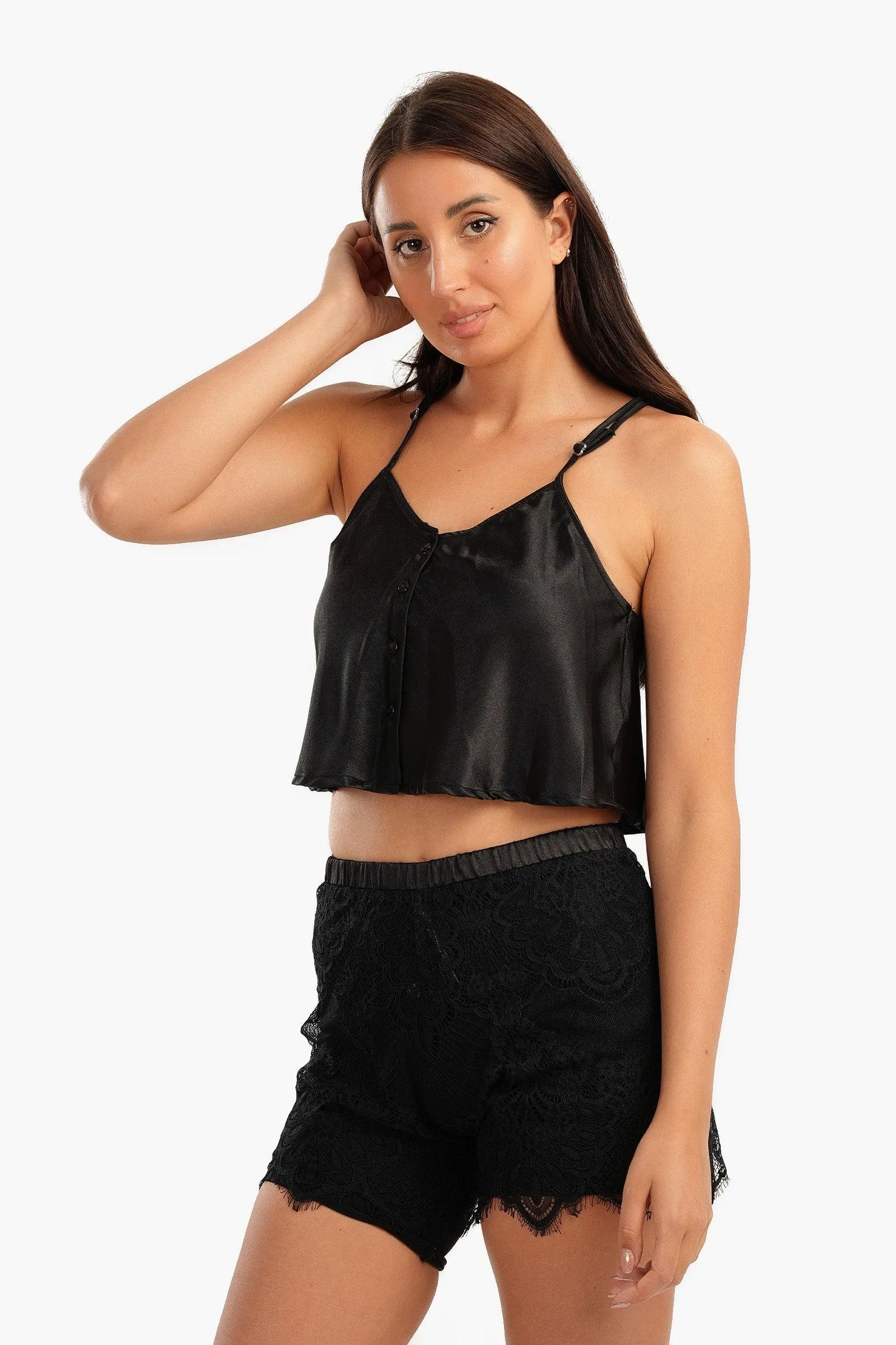 Pyjama Set with Lace Shorts