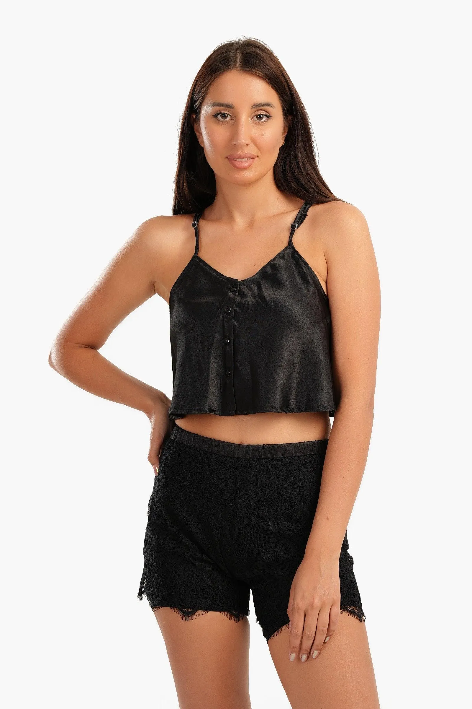 Pyjama Set with Lace Shorts