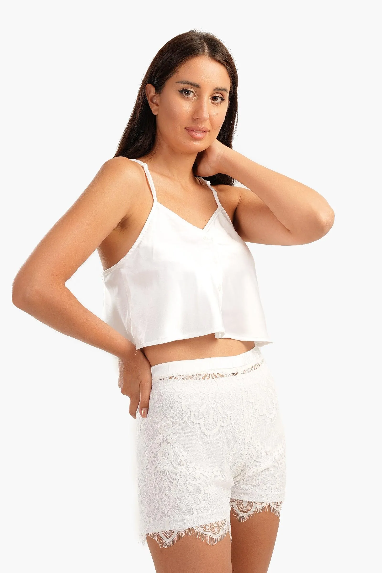 Pyjama Set with Lace Shorts
