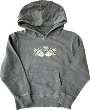"BORN TO RIDE" Kids Hoodie in CONCRETE