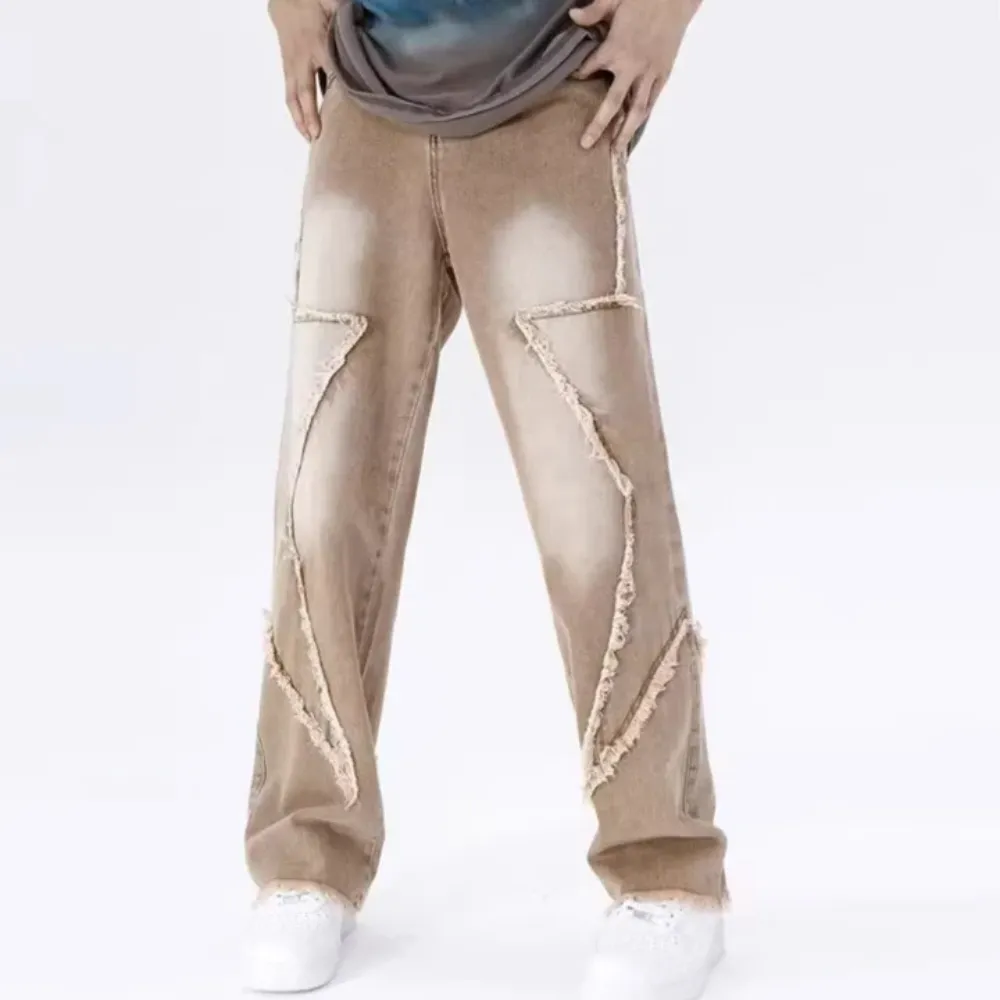 "Hip Hop Big Pentagram Distressed" Jeans